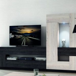 Oferta de Muebles de salón modernos apilables en roble rustik y azabache por 1389€ en Muebles La Factoría