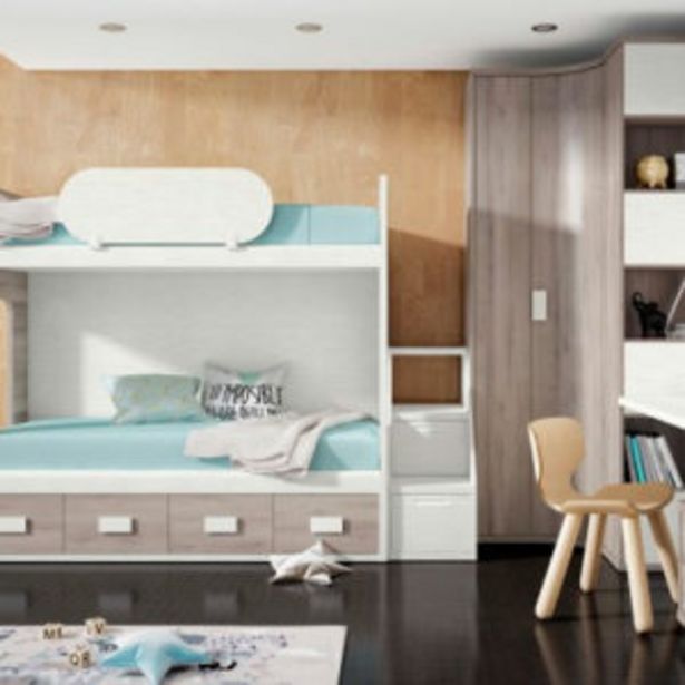 Oferta de Dormitorio juvenil con litera y acabados en grafic blanco e iron. por 2271€