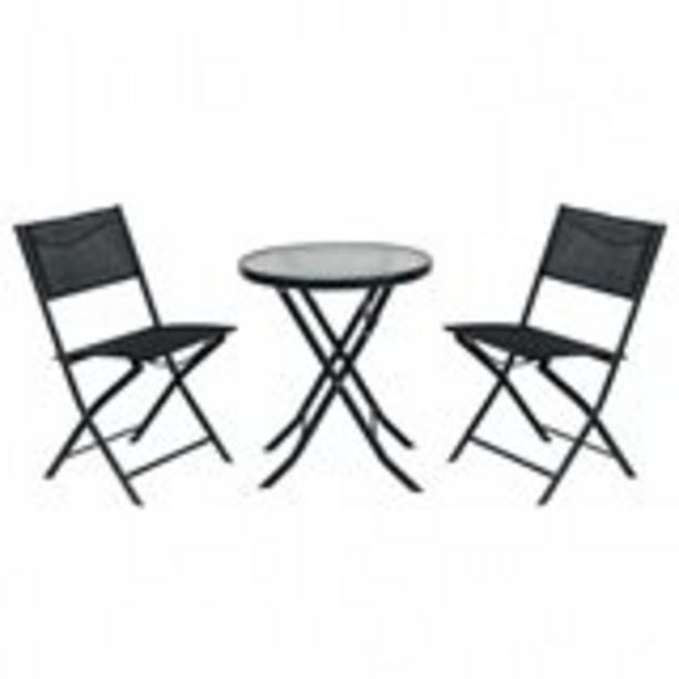 Oferta de Conjunto de exterior City 7house mesa+2 sillas plegables negro por 92,85€
