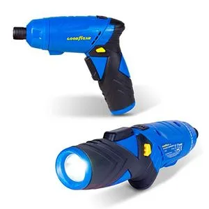 Oferta de Atornillador eléctrico Goodyear GY1353LS 3,6V 210 rpm 52 puntas azul por 19,99€ en Embargos a lo bestia