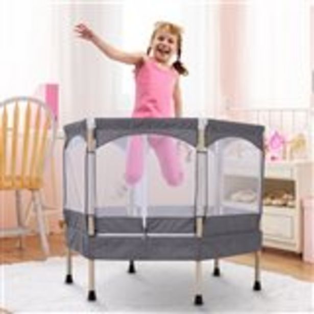Oferta de Trampolín/ cama elástica infantil  3-12 años con red 50kg 126x109x98 cm gris por 82€