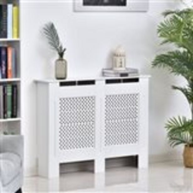 Oferta de Cubre radiador blanco de madera decorativo 111,5x19x82 cm por 53,5€