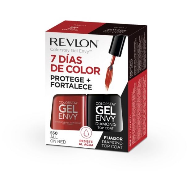 Oferta de Revlon pack gel envy duo laca uñas all in red + fijador dia... por 8,95€