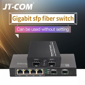 Oferta de Conmutador Gigabit Ethernet Conmutador de fibra SFP 10/100/1000 Mbps Convertidor de medios de fibra óptica 2 * Puerto de fibra SFP y 2 4 8 Puerto RJ45 UTP Conmutador de fibra Ethernet 2G2 / 4 / 8E por 32,85€ en Aliexpress