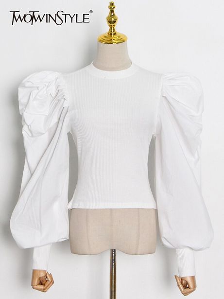 Oferta de TWOTWINSTYLE-suéter informal blanco para mujer por 19,18€
