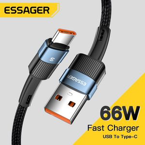 Oferta de Cable USB de carga rápida de Essager 6A tipo C para Huawei P40 Pro P30 66W cable cargador de datos para Samsung S21 Ultra S20 Poco por 0,99€ en Aliexpress