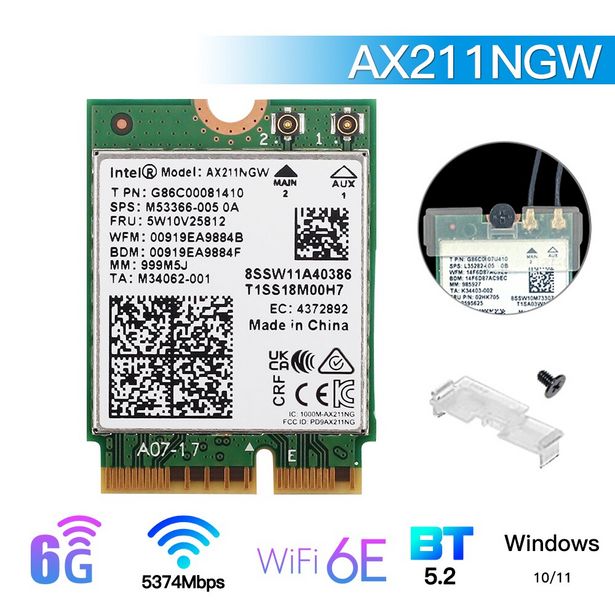 Oferta de Adaptador de tarjeta de red inalámbrica WiFi 6E AX211NGW por 29,87€