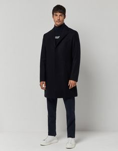 Oferta de Abrigo cuello solapa lana azul marino por 225€ en Roberto Verino