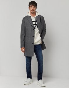 Oferta de Abrigo cuello solapa lana gris melange por 225€ en Roberto Verino