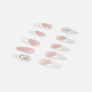 Oferta de Uñas postizas estilo manicura francesa con brillantes por 8,99€ en Misako