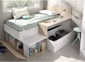 Oferta de Cama juvenil con almacenaje Rubik por 319€ en Mobiprix