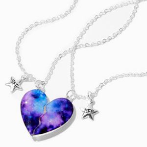 Oferta de Best Friends Galaxy Split Heart Pendant Necklaces (2 Pack) por 5,2€ en Claire's