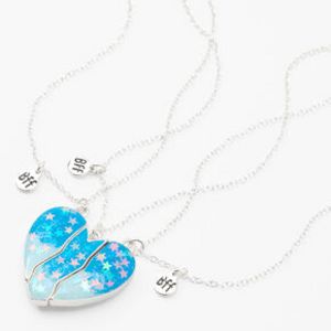 Oferta de Best Friends Glow In The Dark Blue Confetti Split Heart Necklaces - 3 Pack por 8,99€ en Claire's