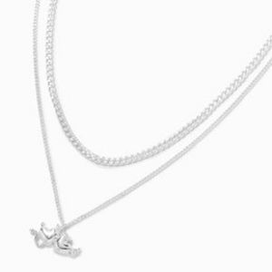 Oferta de Silver Double Heart Multi-Strand Necklace por 7,79€ en Claire's
