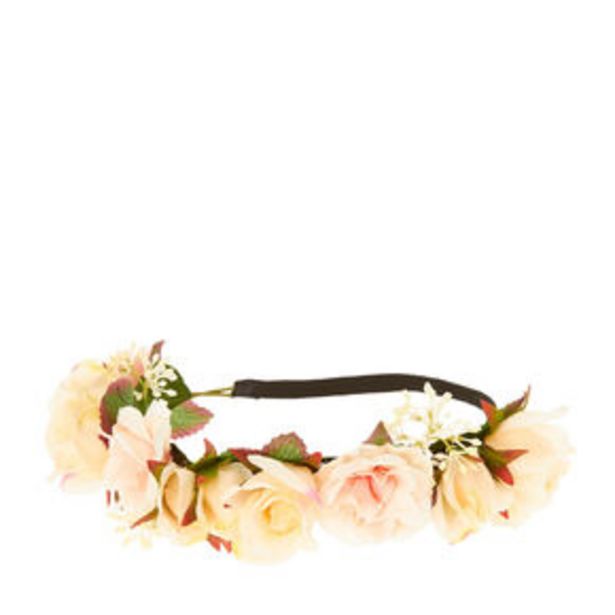 Oferta de Pink and Peach Flower Garland Headwrap por 6€