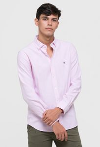 Oferta de Camisa hombre algodón oxford a rayas rosa por 36,39€ en Valecuatro