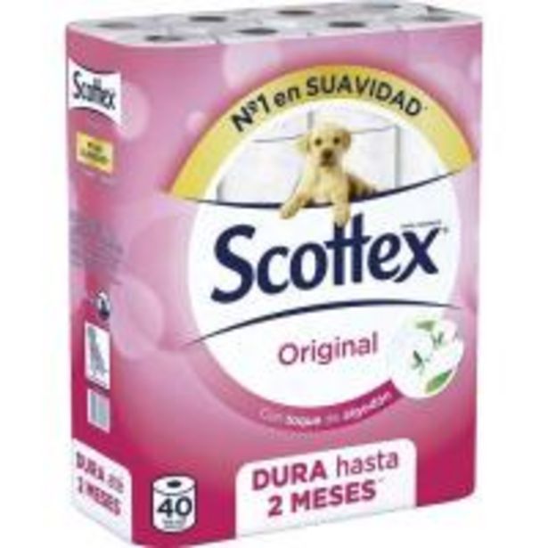 Oferta de Papel higiénico SCOTTEX, paquete 40 rollos por 12,29€