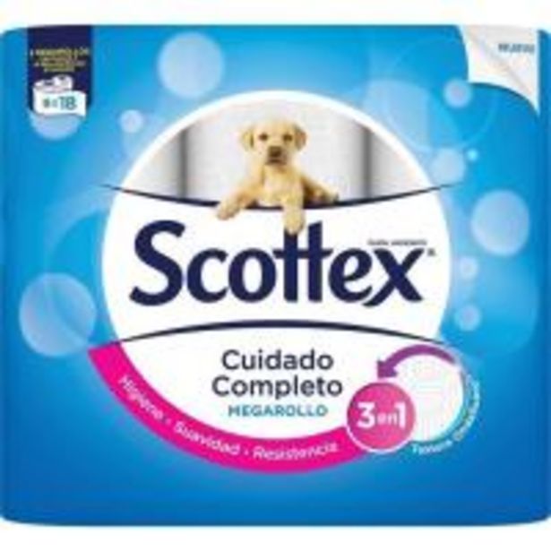 Oferta de Papel higiénico SCOTTEX Megarollo, paquete 9 rollos por 4,59€
