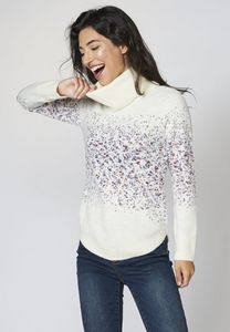 Oferta de Jersey de punto tricot blanco con cuello alto vuelto para mujer por 49,99€ en Koröshi