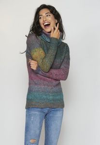 Oferta de Jersey de punto tricot multicolor con cuello alto vuelto y color degradado para mujer por 49,99€ en Koröshi