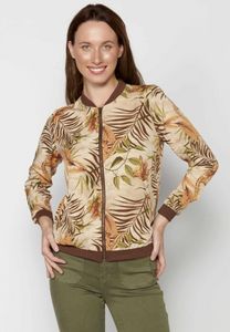 Oferta de Beige floral print long-sleeved sweatshirt jacket for Women por 32,99€ en Koröshi