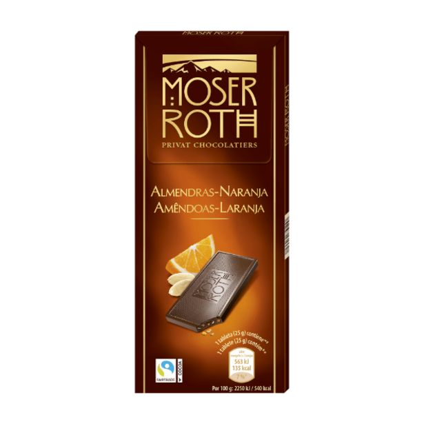 Oferta de Tabletas de chocolate negro 52% con almendra y naranja por 1,29€