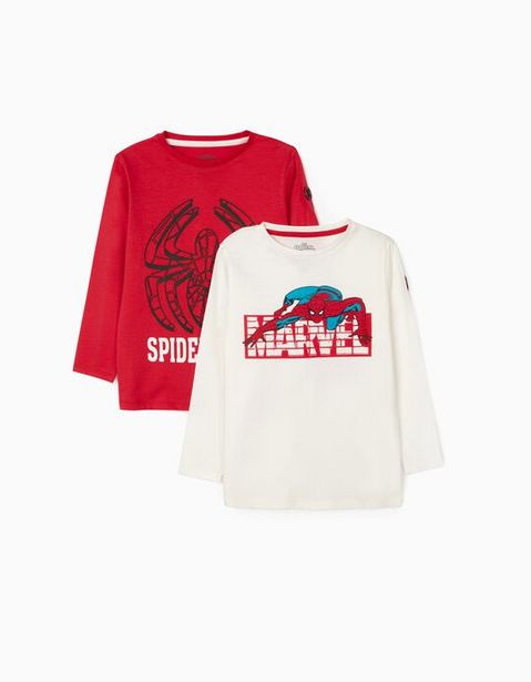 Oferta de 2 Camisetas de Manga Larga para Niño 'Marvel', Blanco/Rojo por 12,99€