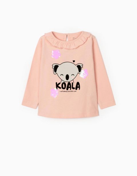 Oferta de Camiseta de Manga Larga para Bebé Niña 'Koala', Rosa por 7,99€