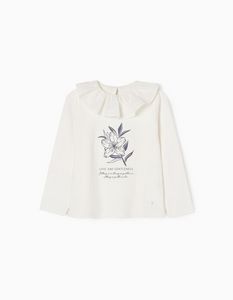 Oferta de Camiseta de Manga Larga de Algodón para Niña 'Be Gentle', Blanco por 15,99€ en Zippy