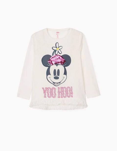 Oferta de Camiseta de Manga Larga para Niña 'Minnie', Blanca por 5,99€