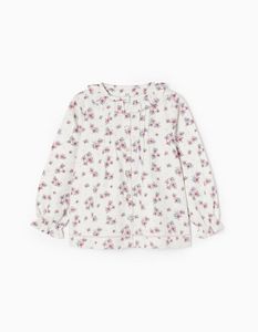 Oferta de Camisa Flores de Algodón para Niña, Blanco por 17,99€ en Zippy