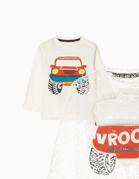 Oferta de Camiseta Manga Larga para Bebé Niño 'Tractor', Blanco por 7,99€
