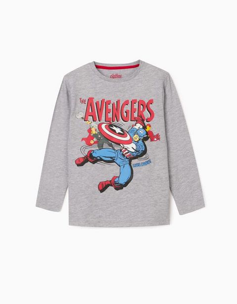 Oferta de Camiseta de Manga Larga para Niño 'Los Vengadores', Gris por 7,99€