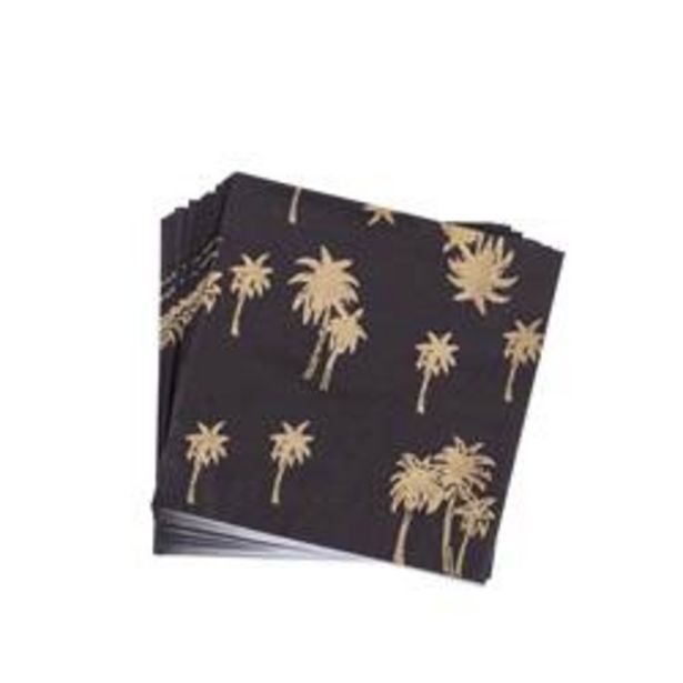 Oferta de GOLD PALM Paquete de 20 servilletas negro, dorado An. 33 x L 33 cm por 0,58€