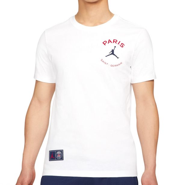 Oferta de Camiseta Nike PSG x Jordan Logo blanca, talla L por 35€