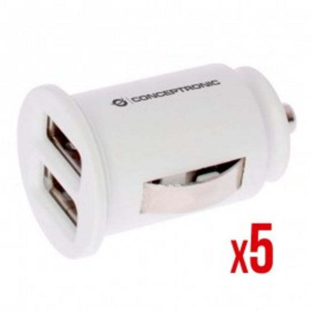 Oferta de CARGADOR 2X USB POWER2GO COCHE BLANCO PACK 5 por 34,9€ en Computer Store