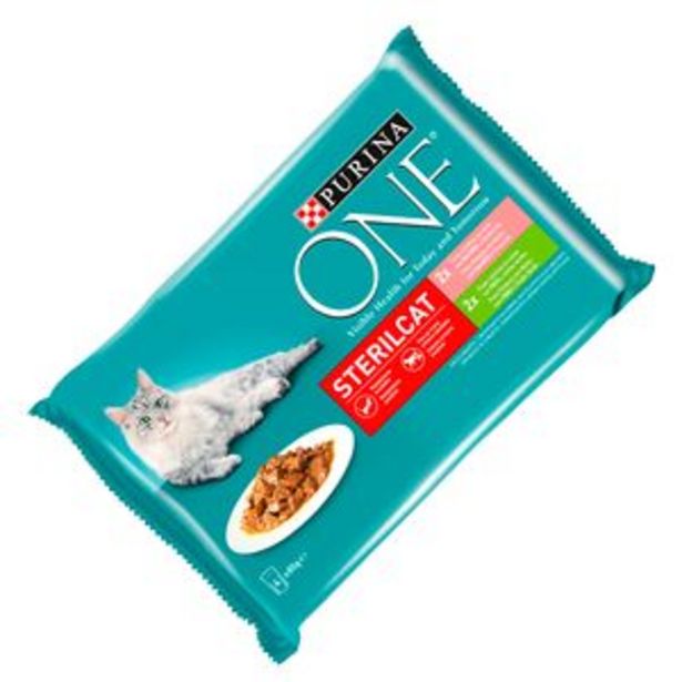Oferta de Comida de gato One esterilizados salmón p4x85g por 3€