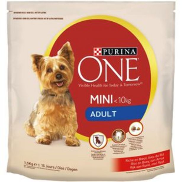 Oferta de Comida de perro One adulto mini buey pte. 1,5kg por 4,95€