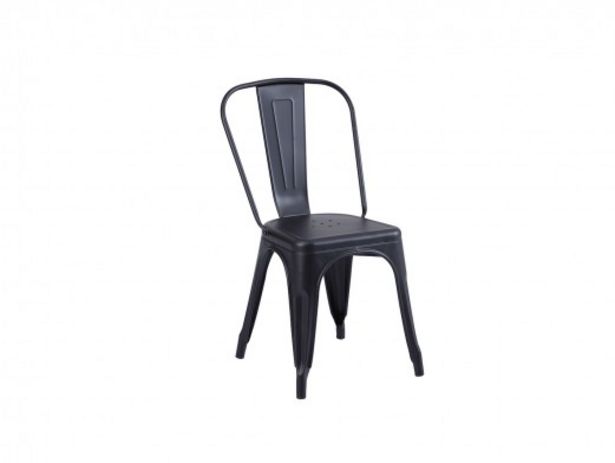 Oferta de Pack 4 sillas vintage de chapa de acero color negro por 217,8€