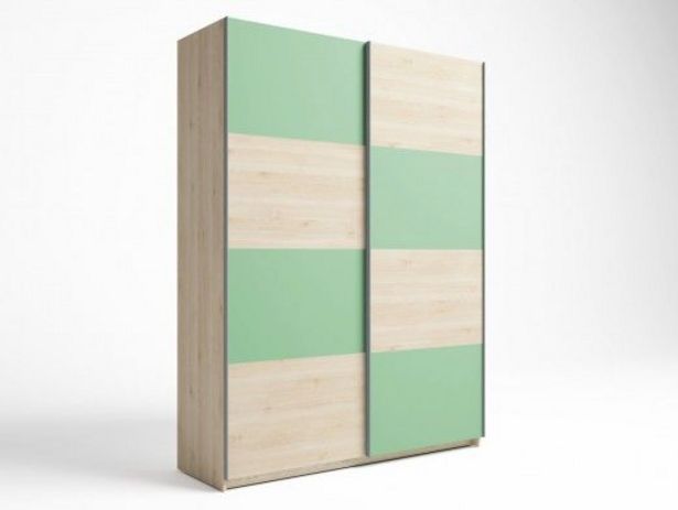Oferta de Armario 2 puertas correderas color pino danés-verde talco por 485,21€