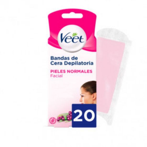 Oferta de Veet Bandas de Cera Fria Depilatoria Facial para Pieles Normales - 20 bandas por 5,25€
