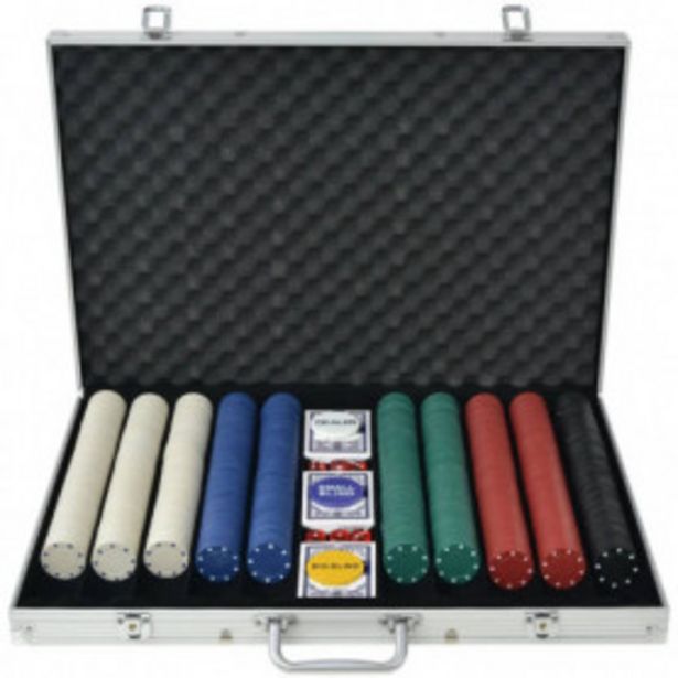 Oferta de Juego de Póker con 1000 fichas y maletín de aluminio por 59,37€