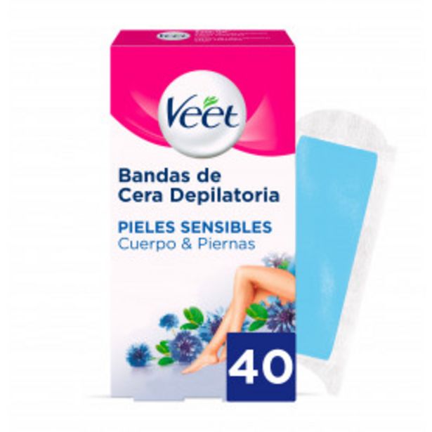 Oferta de Veet Bandas de Cera Fria Depilatoria Cuerpo y Piernas Pieles Sensibles - 40 bandas por 8,11€