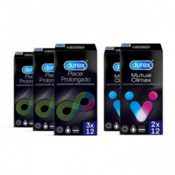 Oferta de Durex Preservativos Retardantes Placer Prolongado 3x12 + Mutual Climax 2x12 por 41,3€