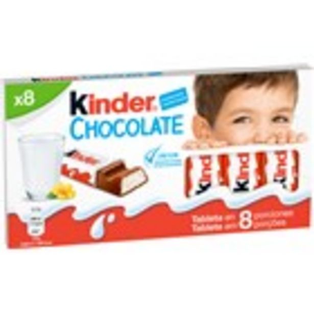 Oferta de KINDER xocolata amb llet, paquet 8 unitats 100 grams por 1€