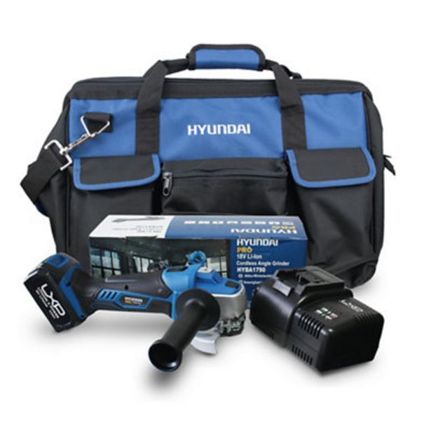 Oferta de Pack  HYUNDAI de mini amoladora + bolsa + batería por 185€