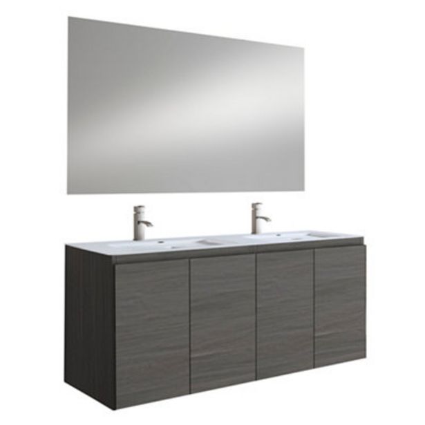 Oferta de Mueble de baño con lavabo y espejo Prima  grafito 119.6x45.5 cm por 359€