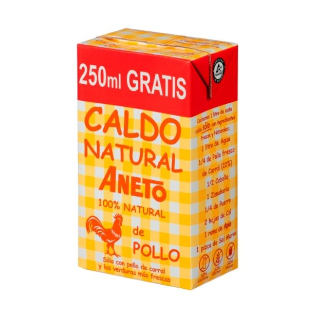 Oferta de Caldo líquido pollo natural, 750+250ml gratis por 2,69€