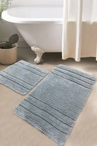 Oferta de Set de 2 alfombras de baño Erlin 100 oton Gris con rayas por 33€ en Muebles Menzzo