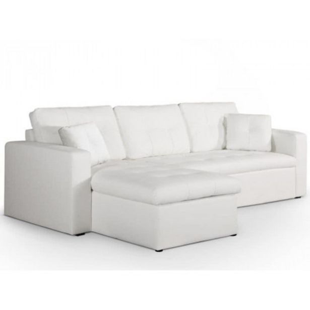 Oferta de Sofá cama chaise longue Toledo PU blanco por 15€